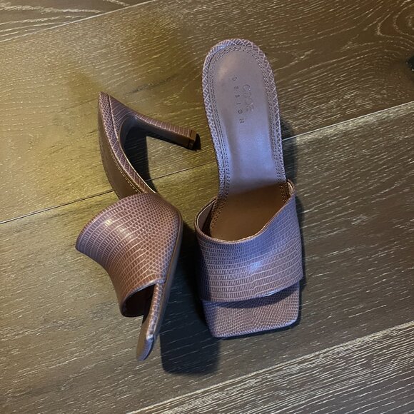 ASOS Design mauve textured square toe mules - Picture 2 of 2